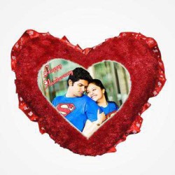 Red Heart Love Frill Cushion With Personalized Photo